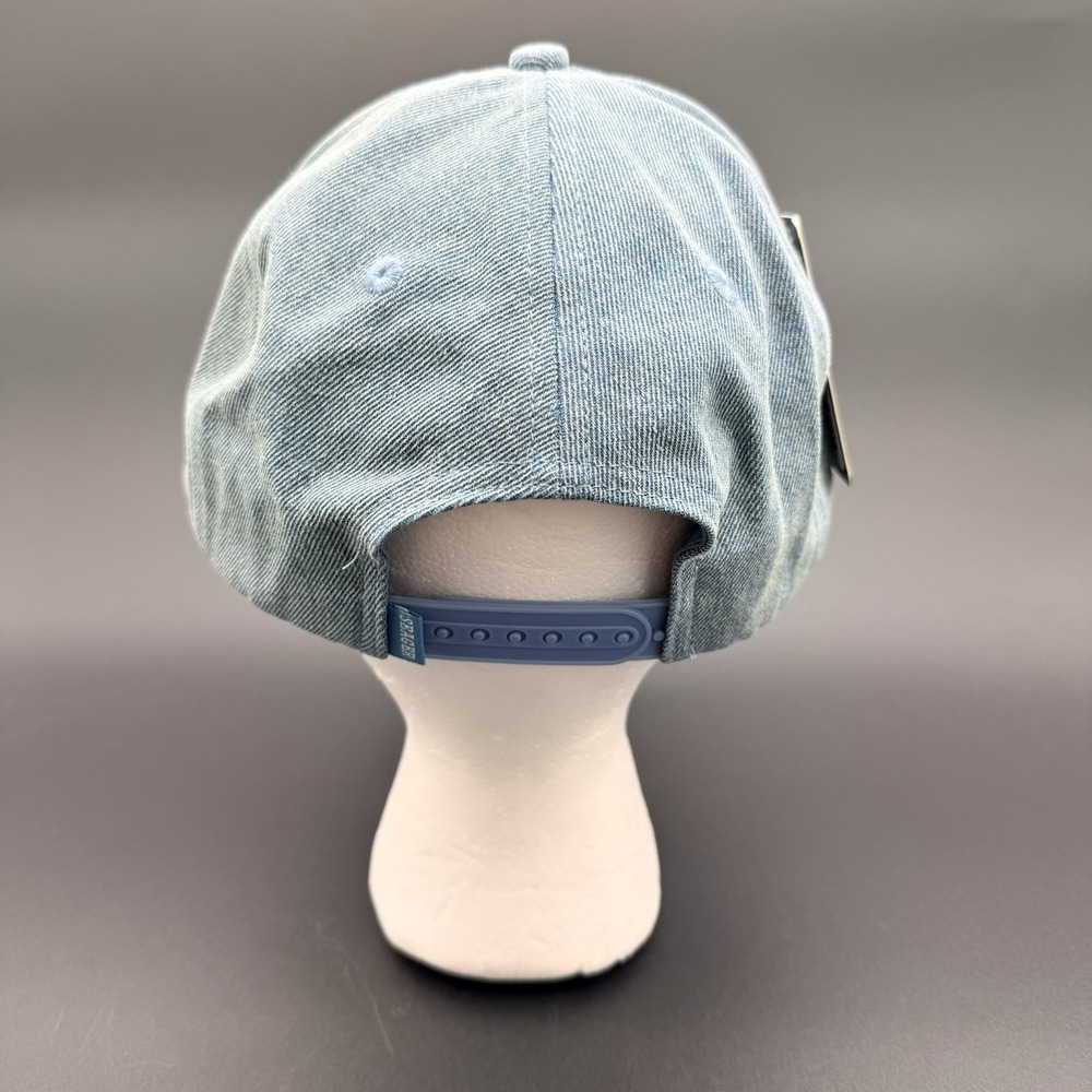 Seager Denim Horse Head Horseshoe Logo Adjustable Hat Cap Light Wash Blue NWT - Picture 4 of 9